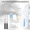 MBFISH Badminton Racket Set with 2 Carbon Fiber Rackets, 3 Shuttlecocks, 2 Replacement Racket Grip Tapes and 1 Badminton Bag - Perfect for Beginners & Outdoor Games 4U Sliver 2P view 2