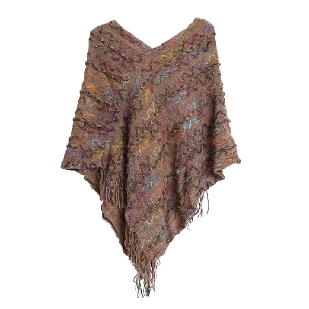 Women's Scarfs with Sleeves Pashmina Shawl Wrap for Evening Dressing Blanket Open Front Poncho (Khaki, One Size)