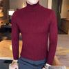 SWJGLITTR Men's Turtleneck Knitted Pullover Casual Skinny Twist Patterned Sweaters Cable Long Sleeve High Collar Sweaters (XX-Large,Wine Red) view 2