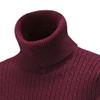 SWJGLITTR Men's Turtleneck Knitted Pullover Casual Skinny Twist Patterned Sweaters Cable Long Sleeve High Collar Sweaters (XX-Large,Wine Red) view 3