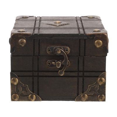 MUCKLILY Cute Jewelry Box Mini Jewelry Organizer for Travel Hinged Trinket Box Vintage Wooden Storage Case