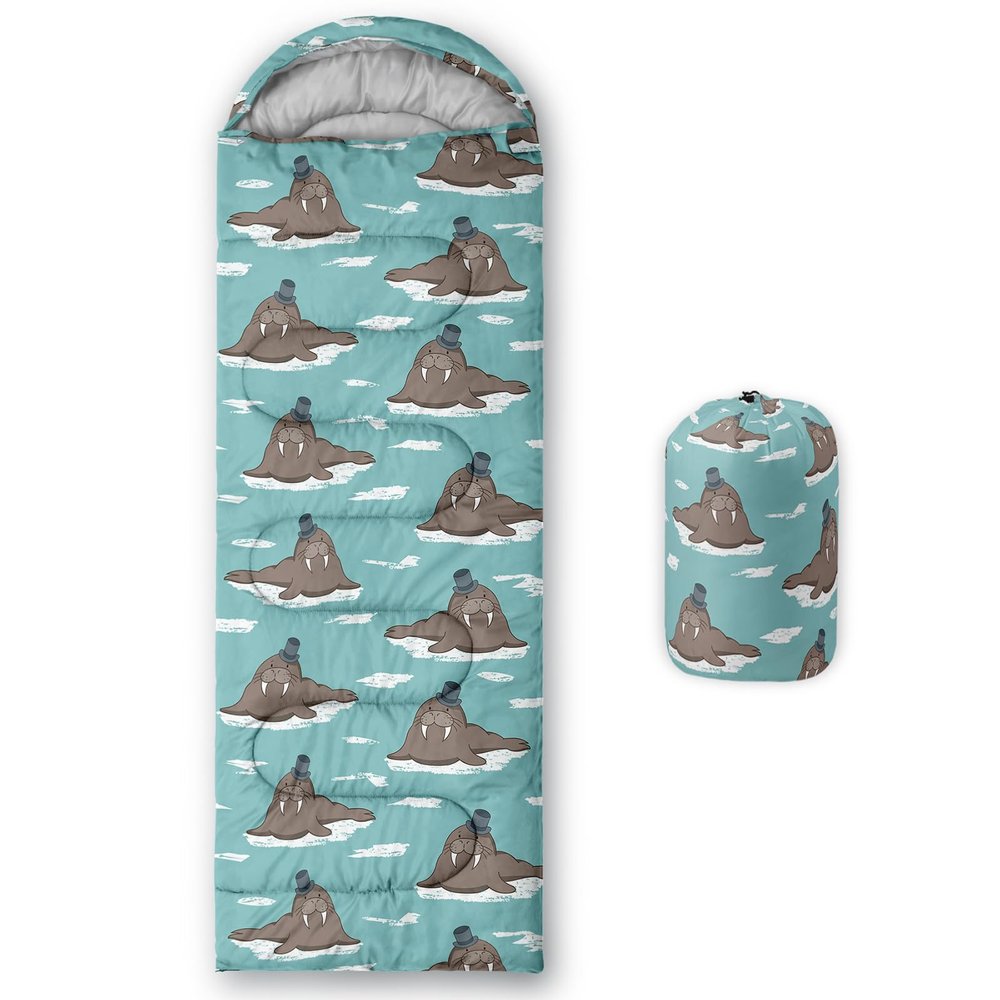 Axolotl Cute Walrus Kids Sleeping Bag,3 Season Warm Cool WeatherSummer Spring Fall Lightweight Waterproof for Boys Girls,Camping Gear Equipment,Traveling Outdoors,Backpacking Camping Sleeping Bag