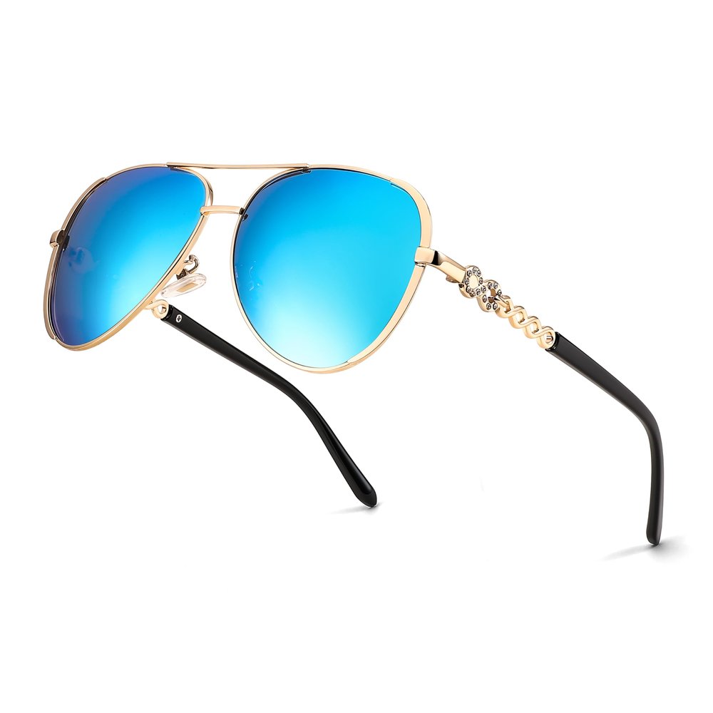 FEISEDY Retro Polarized Pilot Sunglasses for Women 70s Vintage Trendy Shades B4147