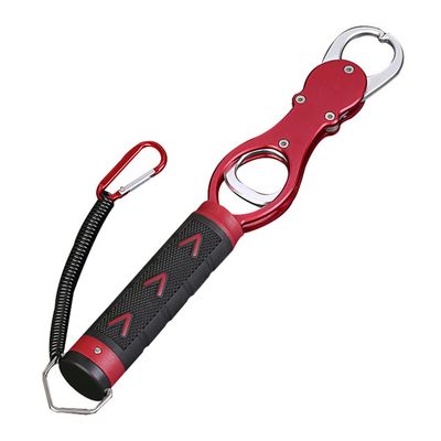 BE-TOOL Professional Aluminium Fish Lip Gripper Portable Holder Tackle with Scale for Fishing Enthusiasts (Red)