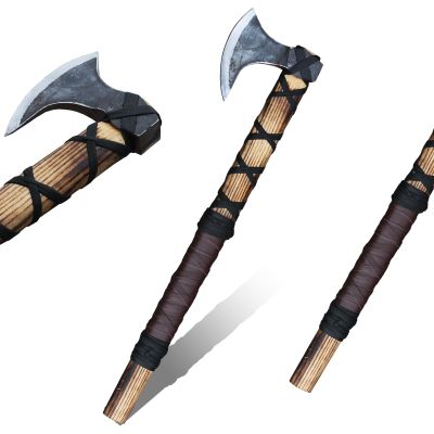Medieval Viking Axe of Ragnar Lothbrok, Hand Forged Bearded Tomahawk Hatchet with Wall Plaque