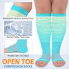 CTHH 3 Pack Open Toe Compression Socks for Women & Men, Toeless Knee High Stockings for Circulation Support, Light Blue Deep Blue Pink Small-Medium view 2
