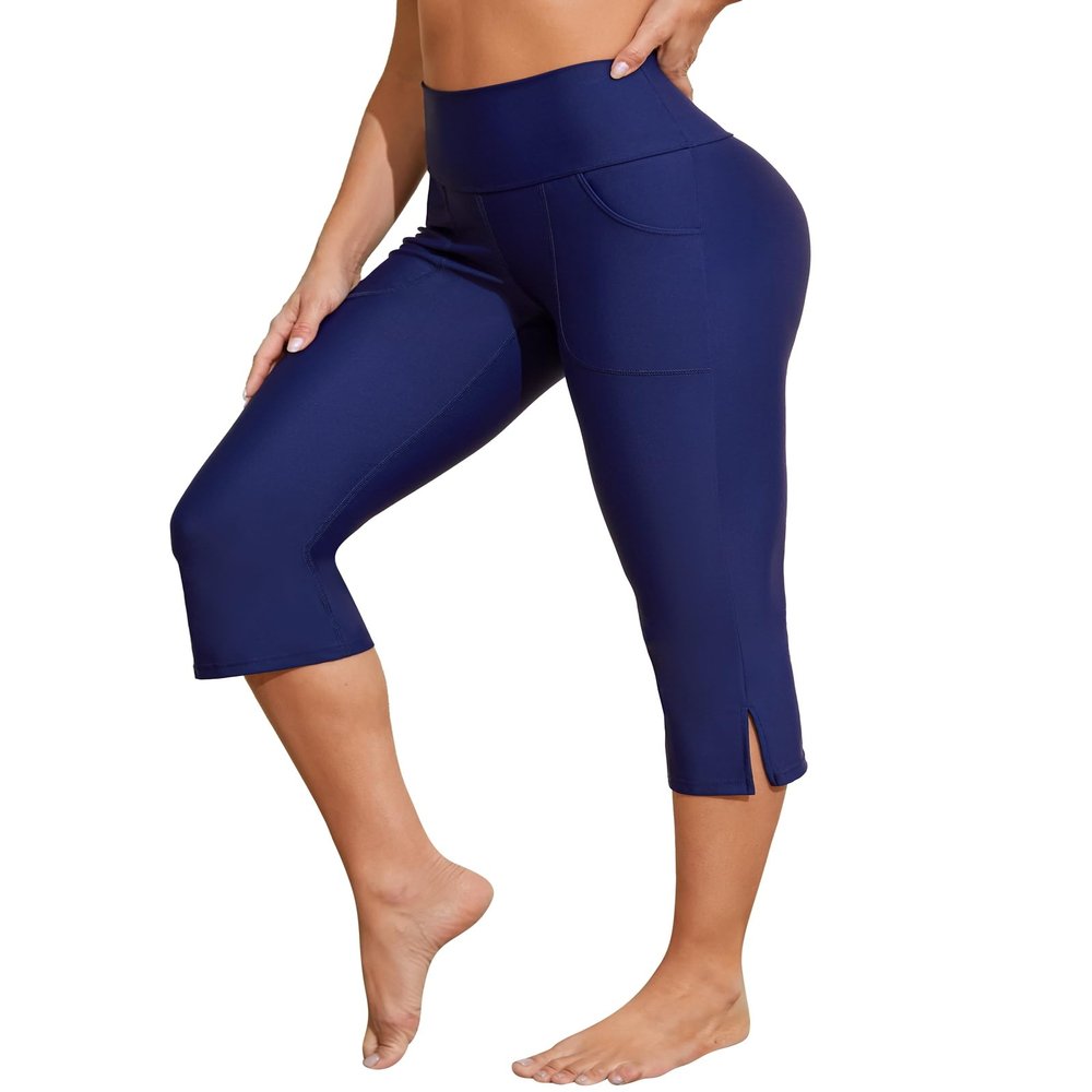 ATTRACO Swim Tights for Women Swimming Bottoms Womens Swim Pant with Panty Swim Pants for Older Women Navy Small