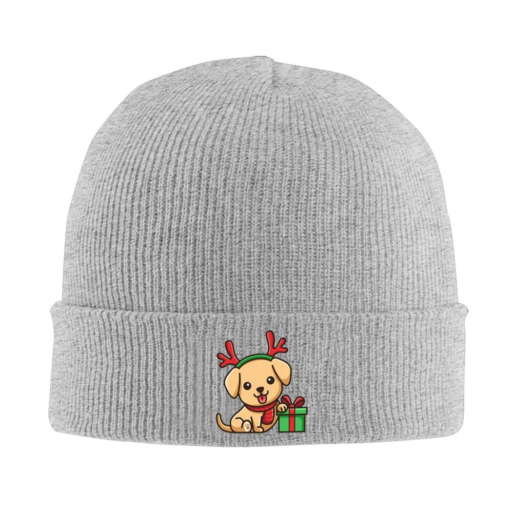 Cute Christmas Winter Knit Cap Soft Ski Hat Unisex Gray Beanie Hat for Men Women Winter Hat
