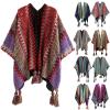 Women Boho Poncho Pashmina Shawl Wrap Cape Sweater Knitting Cardigan with Tassel Open Front Cape for Fall (B, One Size) view 2