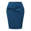 Allegra K Knee Length Pencil Skirts for Women's High Waist Ruched Business Work Bodycon Skirt Medium Peacock Blue