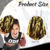 Halloscume 60 Pcs Cheerleading Pom Poms Cheering Pompoms Bulk Cheer Metallic Foil Pom Poms with Baton Handle Plastic Poms Squad for Game Team Spirit Sports Dancing Basketball Club(Black, Gold), 25 cm view 2