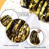 Halloscume 60 Pcs Cheerleading Pom Poms Cheering Pompoms Bulk Cheer Metallic Foil Pom Poms with Baton Handle Plastic Poms Squad for Game Team Spirit Sports Dancing Basketball Club(Black, Gold), 25 cm view 3