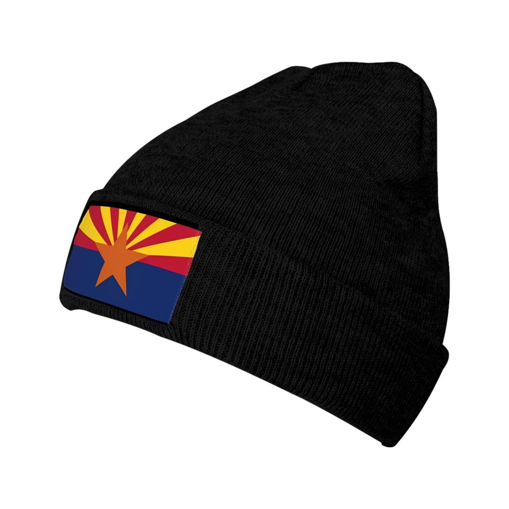 Arizona Flag Winter HatsCap Warm Stocking HatsWarm Cozy Knitted Cuffed Skull Cap, Unisex Hat Black