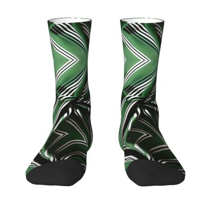 ZISHAK Classic Green Striped Adult Sports Socks-Men'S Cotton Mid-Calf Socks:A Fusion Of Comfort,Style,And Functionality