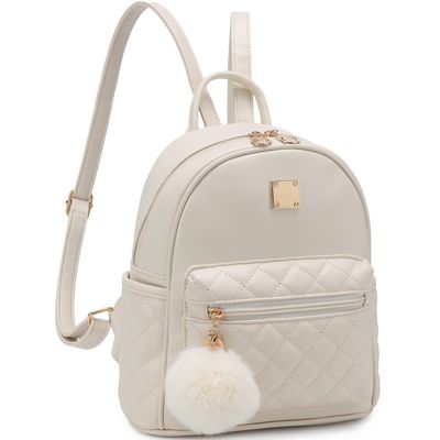 Barsine Girls Fashion Mini Backpack Purse Small Cute Plaid Leather Women Backpacks Little Bag (Ivory)
