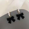 Pearl Bow Earrings for Women Coquette Aesthetic Jewelry Rhinestone Bow Earrings for Bridesmaids Wedding Party Accessories Bridal Costume Accents Bowknot Themed Gifts view 4