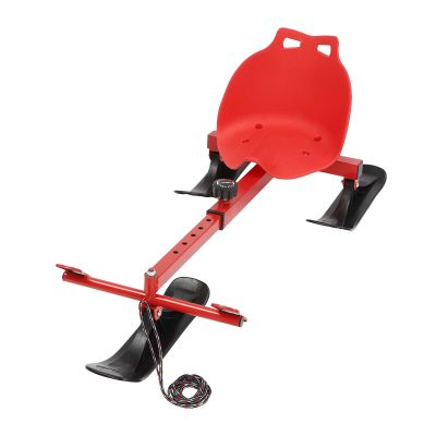 Adjustable Snow Racer Sled, Multifunctional Snow Bike Sled with Steering Wheel, Ski Sled Slider Board with Pill Rope, Load up to 190lbs, for Skiing & Skating