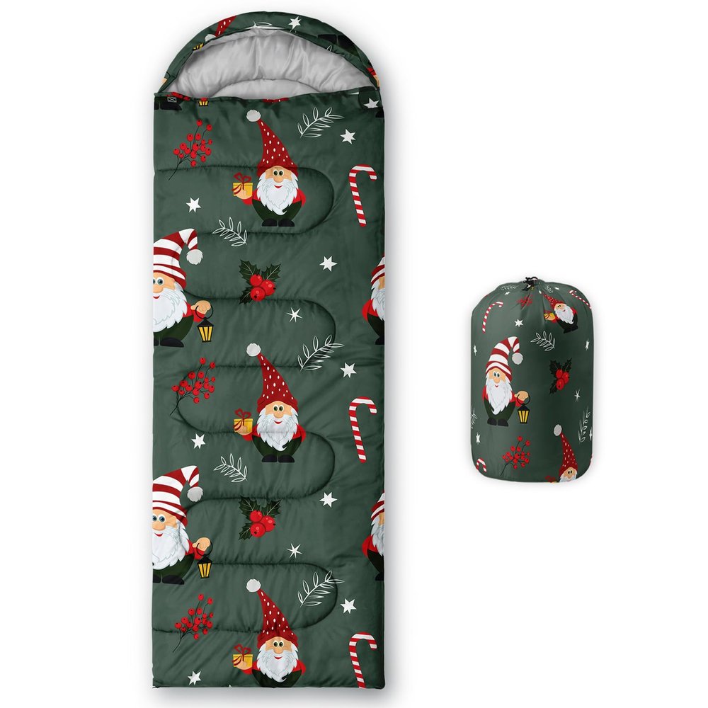 Axolotl Christmas Sleeping Bag for KidsLightweight Warm Cold Weather Santa Claus Sleeping Bags,Waterproof Portable Sleeping Bag for Camping Backpacking Outdoor Indoor 3-4 Seasons,Hiking Sleeping Bag