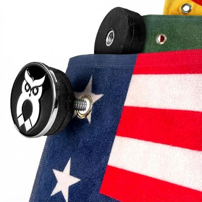 MagnetOwl Magnetic Towel Clip - Reusable and Removable, Highest Strength Magnet, Includes Removable Ball Marker and Waffle Towel (White)
