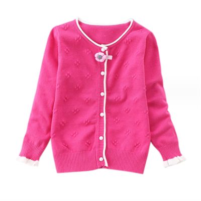 HYYSXBW Little Girl Knit Cardigan Sweater - Toddler Button Down School Uniforms Cardigan Sweaters (US, Age, 5 Years, 6 Years, Rose)