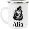 Alia Adventure Awaits Custom Name Enamel Campfire Mug, Mountain Camping Coffee Cup, Nature Outdoor Personalized - White - One size view 1