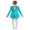 Shinsto Kids Girls Figure Ice Skating Dress Long Sleeve Winter Sport Gymnastic Leotard Skirted Lake Green 8 Years view 2