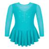 Shinsto Kids Girls Figure Ice Skating Dress Long Sleeve Winter Sport Gymnastic Leotard Skirted Lake Green 8 Years view 3