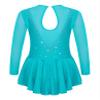 Shinsto Kids Girls Figure Ice Skating Dress Long Sleeve Winter Sport Gymnastic Leotard Skirted Lake Green 8 Years view 4