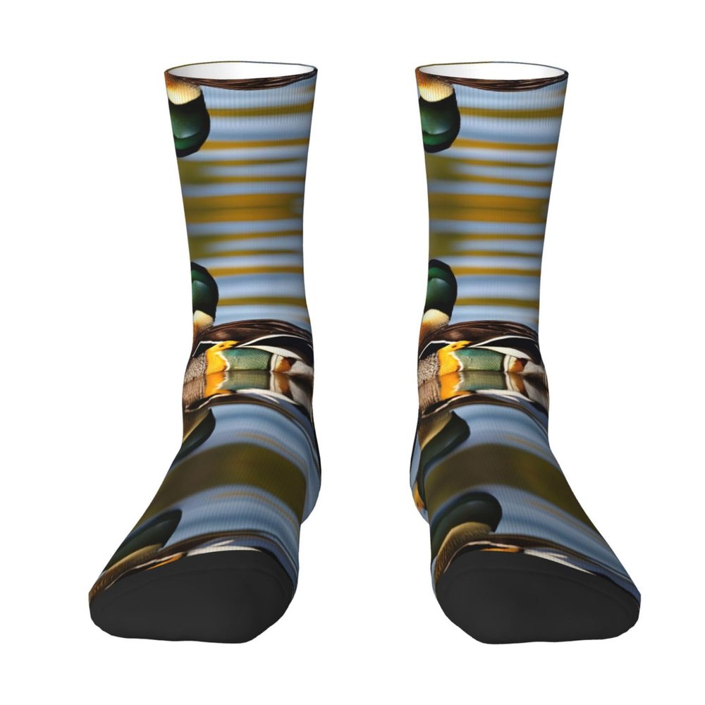 ZISHAK Mallard Duck Adult Sports Socks-Men'S Cotton Mid-Calf Socks:A Fusion Of Comfort,Style,And Functionality