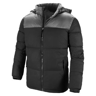 DGKaxiyaHM Men's Quilted Down Coat With Hood Waterproof Thicken Insulated Ski Jacket Winter Warm Padded Jacket With Zipper (X-Large,Black)