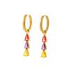 Titanium steel, European and American personality, light luxury, stainless steel, colored zircon, drop earrings, curved earrings, round earrings view 1