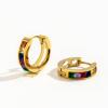 Titanium steel, European and American personality, light luxury, stainless steel, colored zircon, drop earrings, curved earrings, round earrings view 2