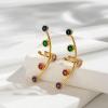 Titanium steel, European and American personality, light luxury, stainless steel, colored zircon, drop earrings, curved earrings, round earrings view 4