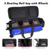 WOLT 3 Ball Bowling Bags with Wheels,Retractable Handle Extends to 38 view 2