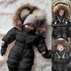 Baby Boys Girls Snowsuit Infant Winter Jumpsuit Coat Outerwear with Hoods Toddler Snow Wear (Black-1, 6-9 Months) view 2