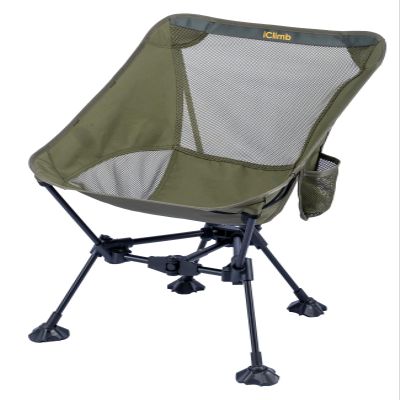iClimb Ultralight Compact Camping Folding Beach Chair with Anti-Sinking Large Feet and Back Support Webbing (Green - Triangular Frame)