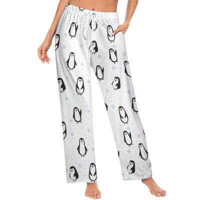 Ysidec Funny Penguin Snowflakes Women Lounge Pants Comfy Pajama Bottom Drawstring Sleepwear Long Pajamas Pants S
