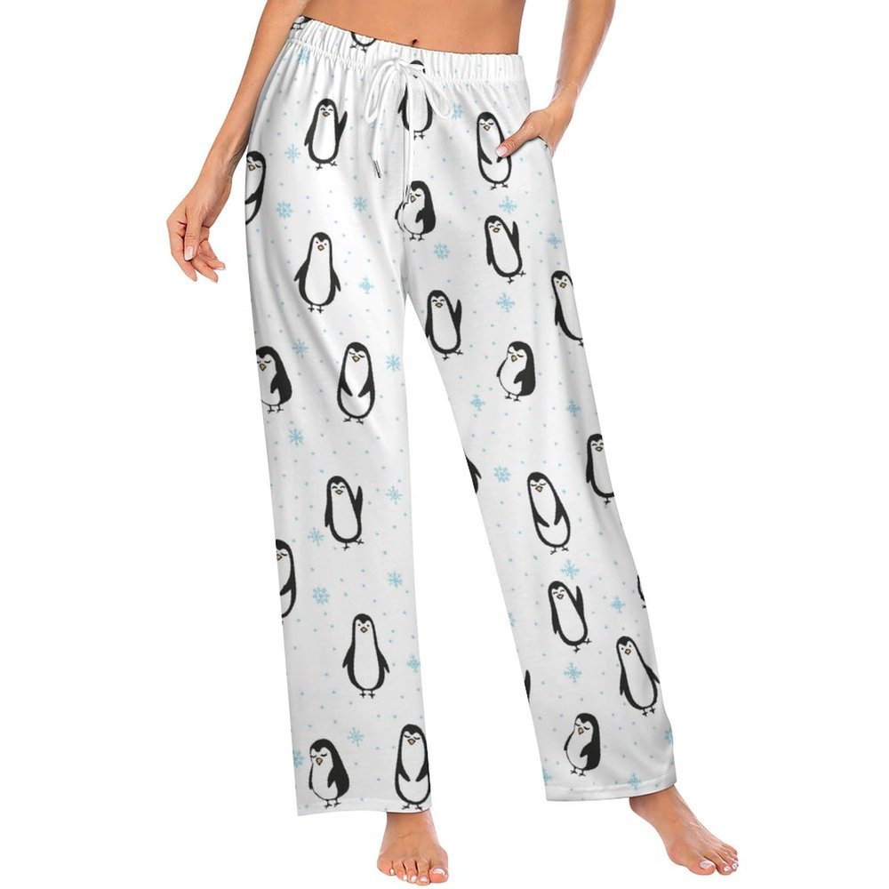 Ysidec Funny Penguin Snowflakes Women Lounge Pants Comfy Pajama Bottom Drawstring Sleepwear Long Pajamas Pants S