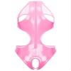 YiZYiF Women's Sexy Mock Neck Wet Look Leotard Zipper Crotch Bodysuit Catsuit Teddy 3# Pink D 3X-Large view 2
