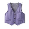 Toddler Baby Boys Formal Suit: Wedding Tuxedo Suit 3pcs Baptism Outfits Little Kids Gentleman Church Long Sleeve Shirt Strip Pants Vest Xmas Photography Clothes Set Purple 5 Years view 4