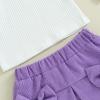 Lucikamy Toddler Baby Girl Outfits Fall Winter Clothes Turtleneck Long Sleeve Knit T-Shirt Tops + Plaid Mini Skirts Set (Fly Sleeve-Purple, 6-9 Months) view 4