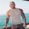ZNVGIRL Mens Fishnet Shirt Plus Size Sheer Sleeveless Tops for Clubwear Party(White,XL) view 2