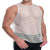ZNVGIRL Mens Fishnet Shirt Plus Size Sheer Sleeveless Tops for Clubwear Party(White,XL) view 3