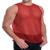 ZNVGIRL Men's See Through Tank Top Fitted Fishnet Mesh Shirt Muscle Cover Up(Red,XL) view 4