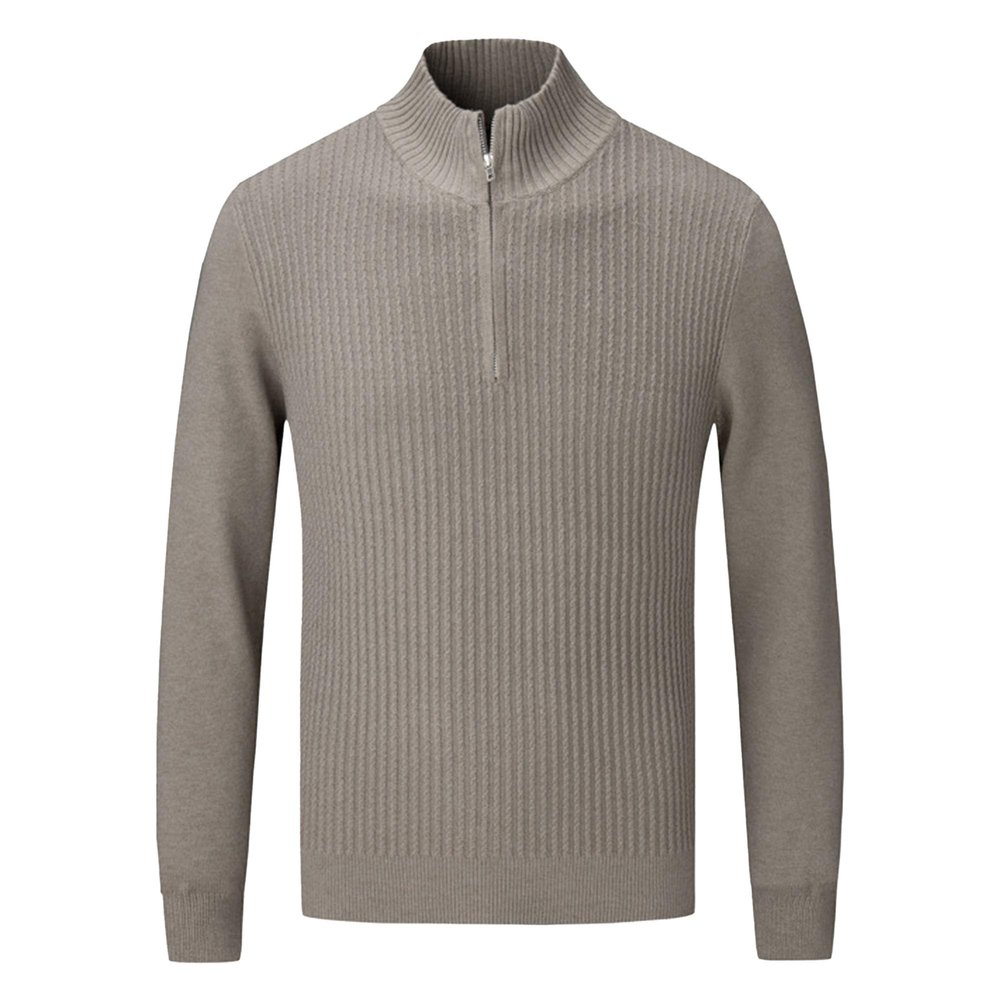SWJGLITTR Men's Quarter Zip Sweater Male Slim FitMock Neck Knitted Pullover Men Casual Soft Polo Sweaters (XX-Large,Khaki)