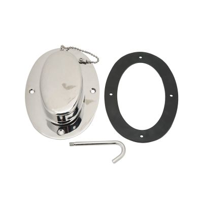 Kuuleyn Chain Deck Tube, Oval Hawse Pipe, 304 Stainless Steel Chain Deck Pipe with Rubber Gasket 6.32x4.47in Base 4.3x2.31in Hole Marine Yacht Accessories