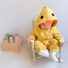 Newborn Baby Cute Animal Hooded 3D Frog Duck Jumpsuit Winter Long Sleeve Solid Romper Bodysuit (Yellow, 12-18 Months) view 4