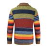 Mens Rainbow Cardigan Sweaters Striped Color Block Shawl Collar Sweatshirt Cable Knit Open Front Warm Lapel Outwear view 2