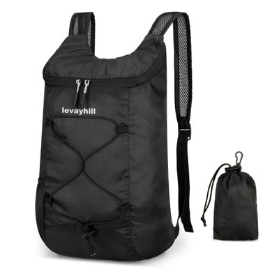 levayhill 16L Lightweight Foldable Hiking-Backpack Small Packable-Daypack For Travel,Ultralight Water-Resistant Gym Bag Men Women Easy Carry-on (Black)