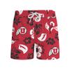 Wes and Willy NCAA Mens Floral Swim Trunks, Utah Utes, Cherry, XL view 1